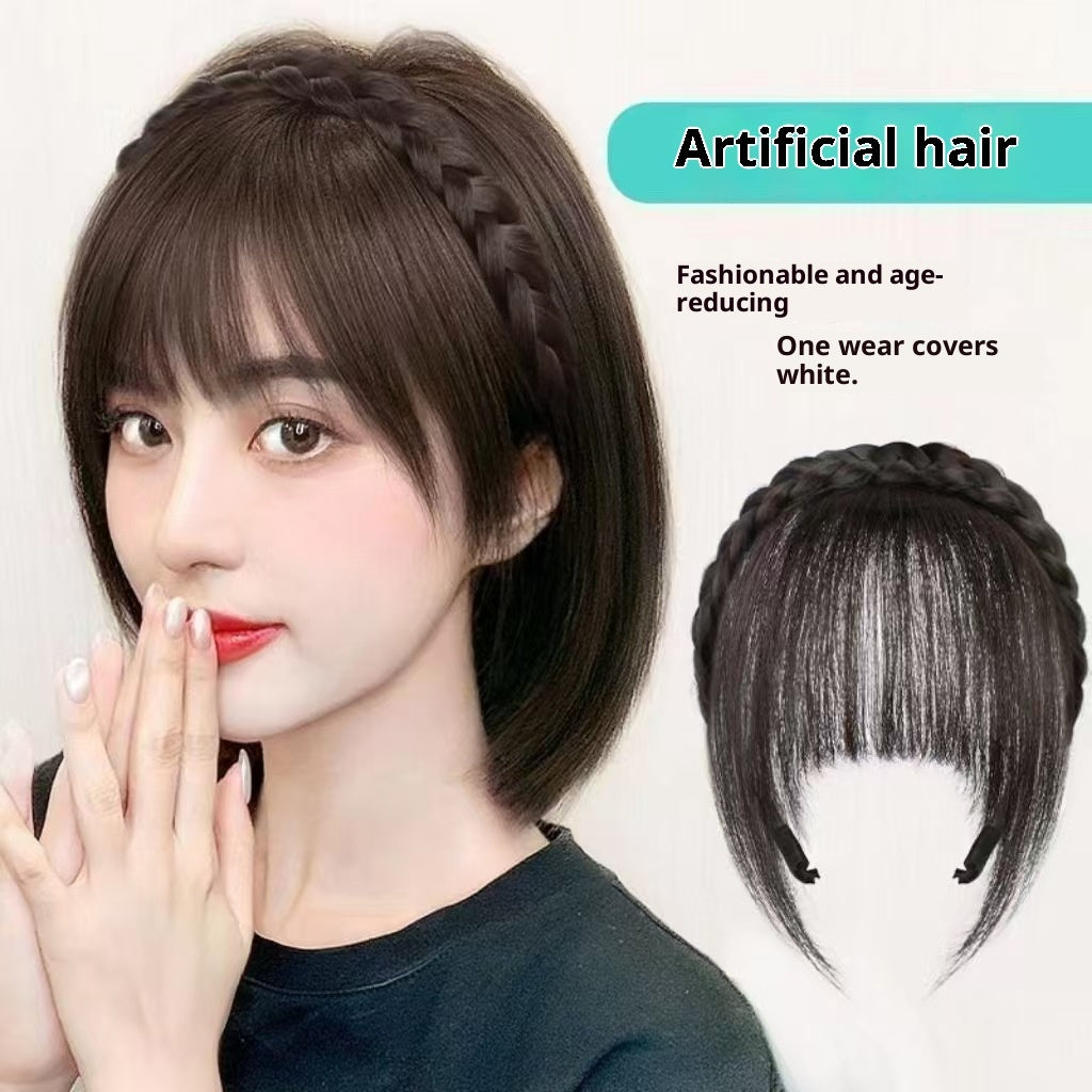 Bangs Wig Women's Artificial Twist Braid Hair Band Integrated