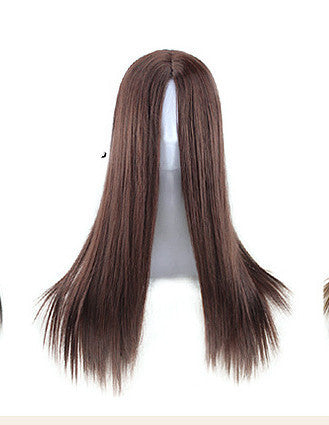 Full Headgear Style Split Black Long Straight Fashion Wig
