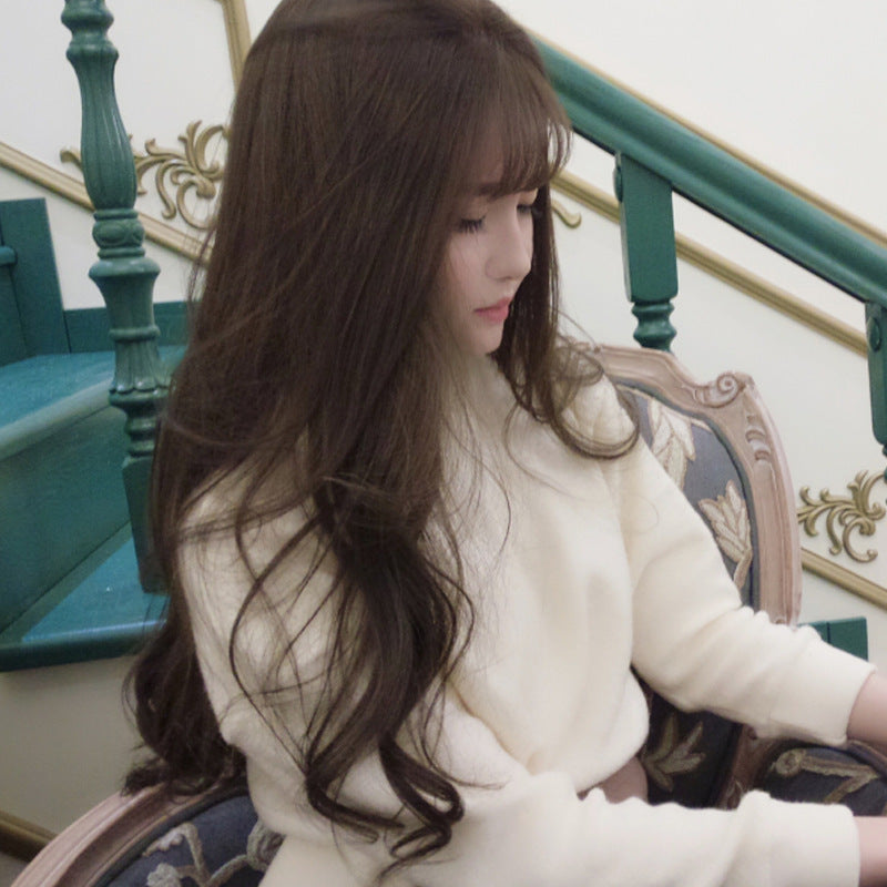 Curly Hair Big Wave Thin Air Bangs Full Headgear