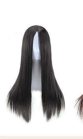 Full Headgear Style Split Black Long Straight Fashion Wig