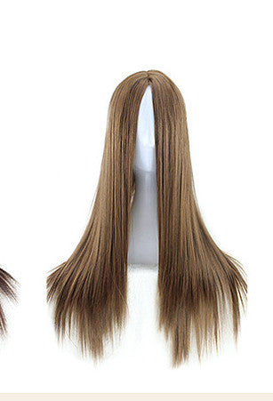 Full Headgear Style Split Black Long Straight Fashion Wig