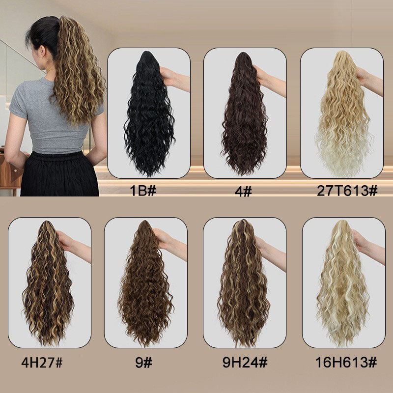 Water Ripple Grip Ponytail Corn Curler Wig