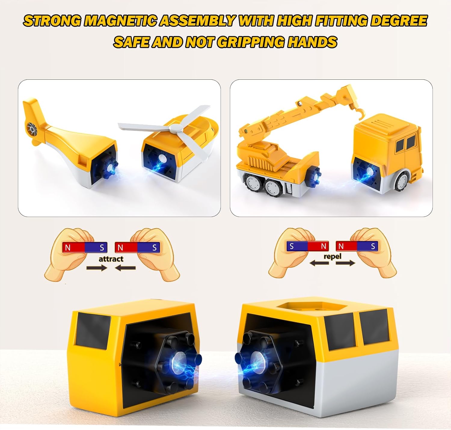 Magnetisches Transform-Engineering-Auto, zusammengebautes Spielzeug 
