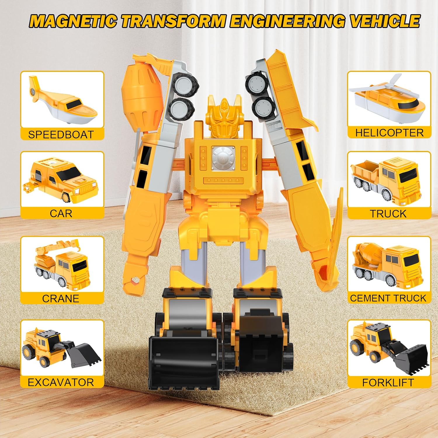 Magnetisches Transform-Engineering-Auto, zusammengebautes Spielzeug 