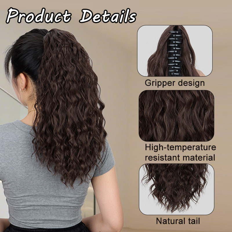 Water Ripple Grip Ponytail Corn Curler Wig